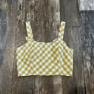 Aerie Yellow and White Checkered Top